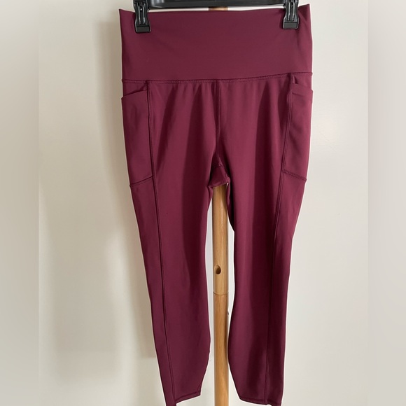 Spider Active Ladies Maroon Side Large Side Pocket Leggings - Picture 1 of 6